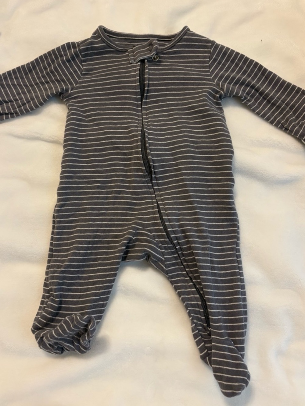 Striped Gray Baby One-Piece Footed Sleeper